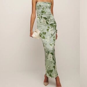 Reformation Frankie Silk Dress Green - Size 4